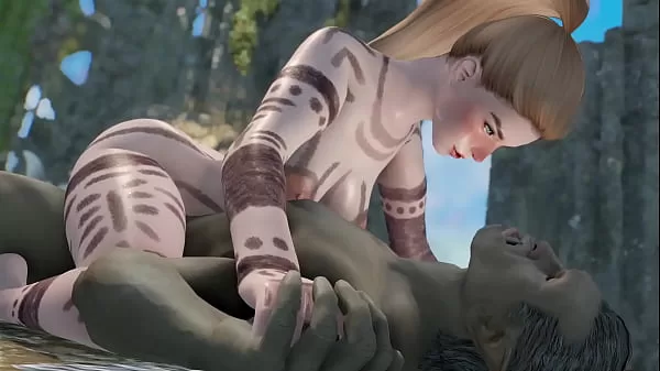 3D Pornography [UNCENSORED] Femdom Hentai – Tattooed Barbarian Woman Fucks Orc