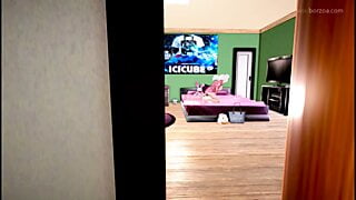 Cute babe gets fucked doggystyle while getting her ass stuck