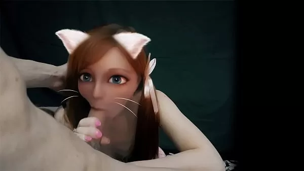 Hentai in the real world. Furry pet cat lady waifu blowjob