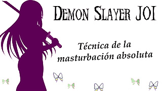 Spanish JOI Demon Slayer, masturbation coaching recreation.