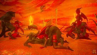 Succubus Social gathering with 3D Demons