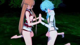 Sword Artwork On-line – Asuna X Sinon 3D Hentai Threesome